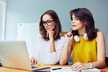 Two Female entrepreneur working with laptop