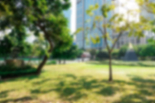 blur background outdoor recreation public park in urban city in morning