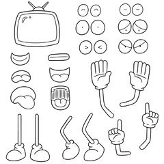 Sticker - vector set of television cartoon