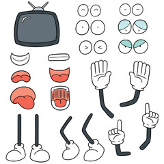 Sticker - vector set of television cartoon