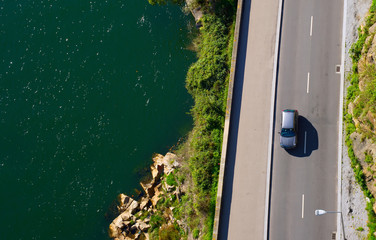 Canvas Print - Aerial view of coastal road