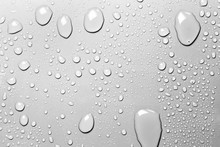 Surface With Water Drops, Grey Background
