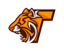 Modern Tiger T Letter Alphabet Sports Logo
