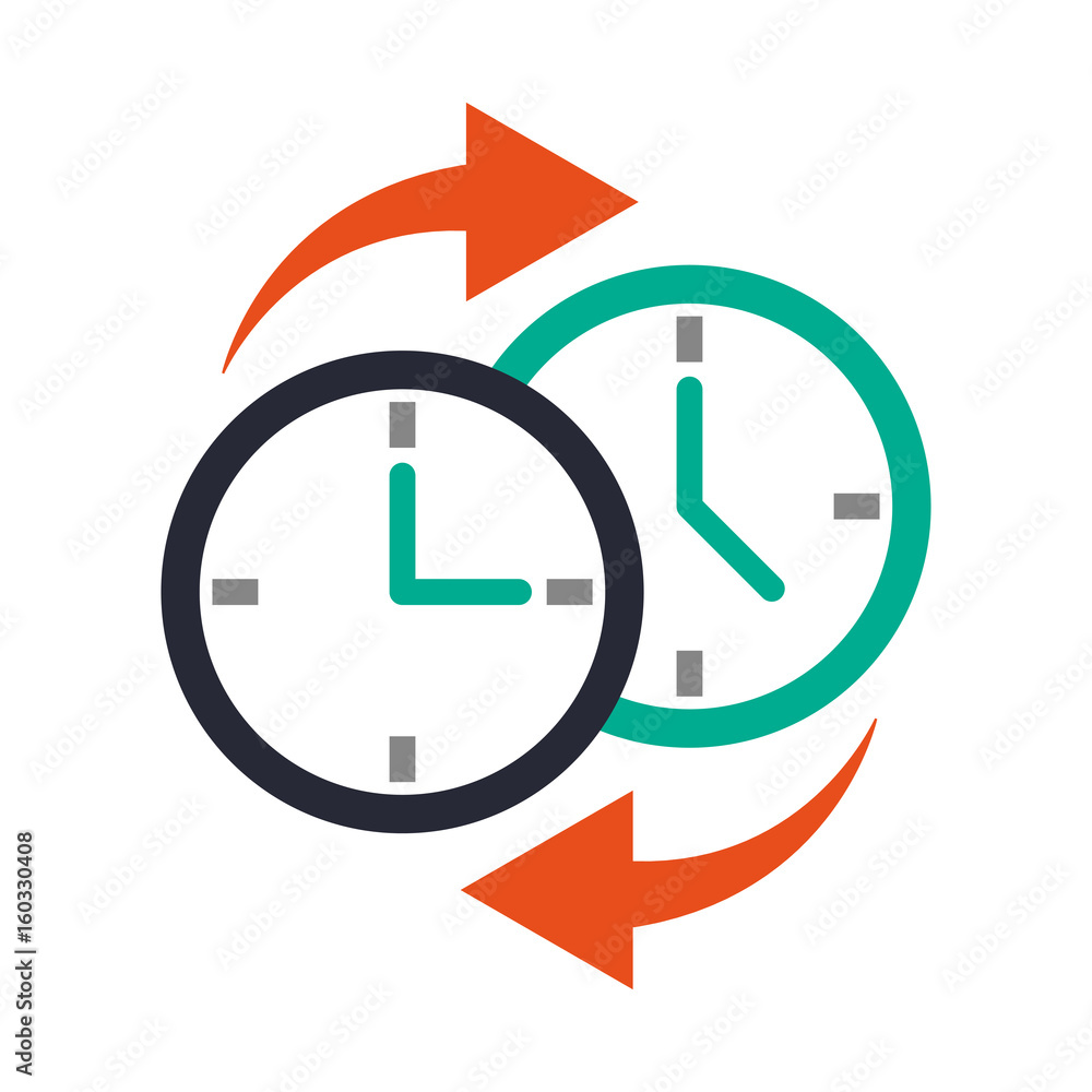 two clocks time zone change icon image vector illustration design Stock ...