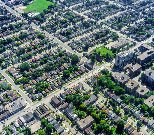 High Angle View Of Houses In Residential Suburbs Toronto Ontario