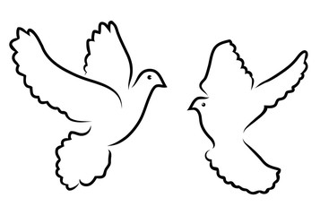 Wall Mural - Vector doves silhouettes