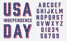 Font USA Flag Stars And Stripes Vector Illustration For Memorial Day Or Independence Day Or Others