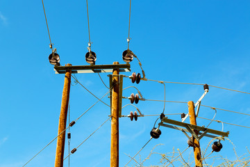 Wall Mural - in oman  cable wood pylon energy