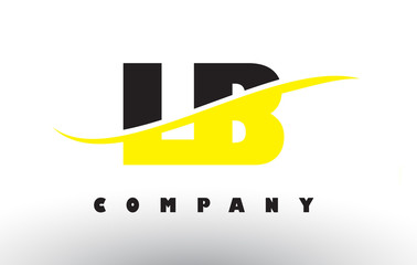 LB L B Black and Yellow Letter Logo with Swoosh.