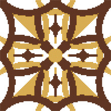 Halftone Colorful Seamless Retro Pattern Vintage Yellow Brown Round Curve Cross Geometry Frame