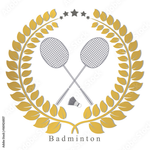 Vector illustration of logo for the game of badminton flying