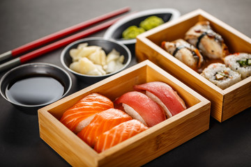 Canvas Print - Sushi set, sushi rolls