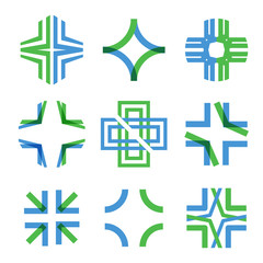 Aufkleber - Medical abstract symbol from transparent intersecting lines in the form of a cross. Magnificent sign and logo for hospitals and clinics