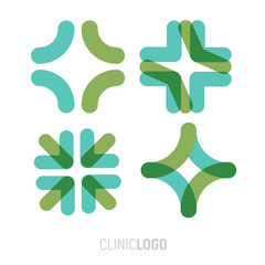 Aufkleber - Medical abstract symbol from transparent intersecting lines in the form of a cross. Magnificent sign and logo for hospitals and clinics