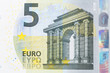 Closeup photo of a part of five euro note.