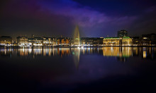 Hamburg Alster Lake City Center Night View
