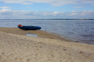 boat on the shore of the Gorky sea, nizhegorodsky region, Russia