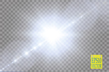 
Vector White Front Lens Flare Transparent Special Light Effect. Abstract In Motion Flare Blur Glow Glare. Isolated Transparent Background. Star Flash With Rays And Spotlight