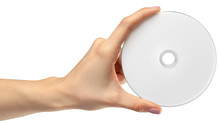 Hand Holds A Compact Disk(cd) Isolated