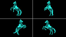 3d Rendering - Wire Frame Model Of Horse Hologram In Motion...