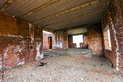 Interior Of An Old Building Under Construction Orange Brick