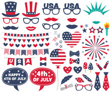 4th Of July Design Elements And Photo Booth Props Set