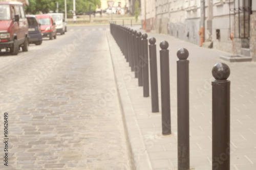Fotomural Columns That Restrict The Movement Of Vehicles And Parking, Bars For Limiting, B