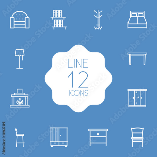 Set Of 12 Decor Outline Icons Set Collection Of Hall Tree Floor