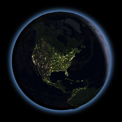 North America from space at night