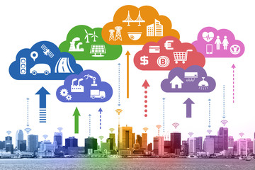 Aufkleber - Internet of Things and Cloud Computing concept. Smart City.