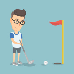 Wall Mural - Golfer hitting a ball vector illustration.