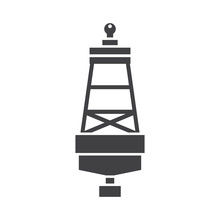 Maritime Lateral Mark Silhouette Vector Illustration. Floating Sea Buoy Icon. Maritine Navigation Marker Logo Or Label Template.