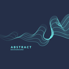 Vector abstract background with a colored dynamic waves, line and particles. Illustration in minimalistic style