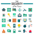 © amin268 - Security flat icon set, cyber protection symbols collection, safety vector sketches, logo illustrations, colorful solid pictograms package isolated on white background, eps 10.