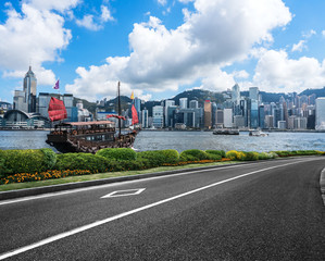 Wall Mural - Empty downtown street intersection,shot in Hong Kong,China.