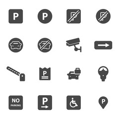 Wall Mural - Vector black parking icons set