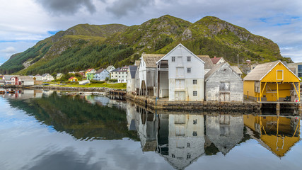 Sticker - Old wooden Warehouses in the harbour of Runde