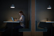 © ReeldealHD images - Businesswoman working late at night in office alone