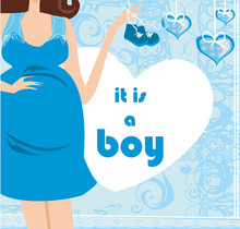It's A Boy! - Pregnant Woman Card