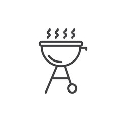 Grill line icon, outline vector sign, linear style pictogram isolated on white. Bbq symbol, logo illustration. Editable stroke. Pixel perfect