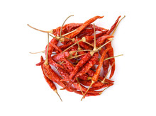 Dried Chili Peppers On White Background