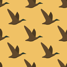 Seamless Background With Ducks. Flat Style Ready To Use As Swatch. Vector Illustration