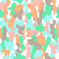 Wall Mural - Camouflage seamless pattern in a brown, blue, pink, orange and green colors.