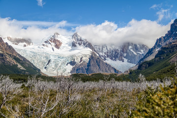 Canvas Print - Cerro Torre covered in clouds in Patagonia - El Chalten, Argentina