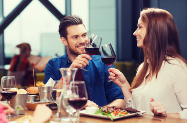 Poster - couple dining and drinking wine at restaurant