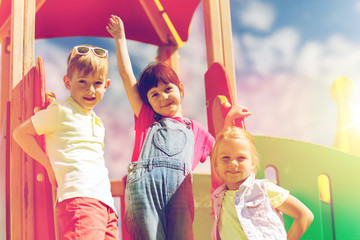 group of happy kids on children playground