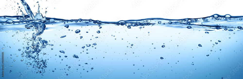 Splashing And Flowing Of Transparent Water Isolated On White 
 - obrazy, fototapety, plakaty 