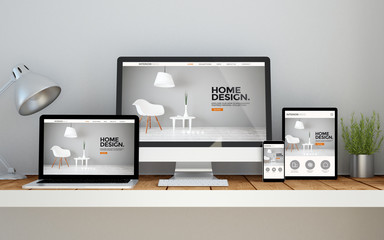 workplace with interior designonline responsive website on devices