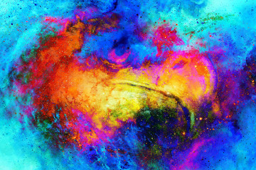 Aufkleber - Eagle head in cosmic space. Animal concept. Profile portrait.