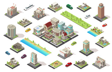 Wall Mural - Isometric City Constructor Elements Set